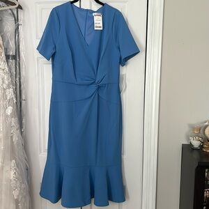 London Times Flounce Midi Twist  Dress